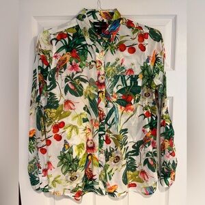 J Crew Tropical Floral Button-Up Shirt Sz M